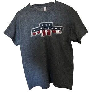 Chevy Men's Medium Gray Heavy Cotton Stars and Strips T-Shirt Chevrolet GM-00080